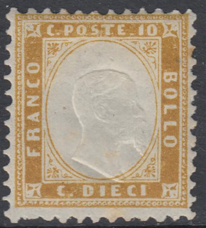 [REGNO D'ITALIA] 1862 10c. bistro. Em. Diena, Cert. R. Diena....