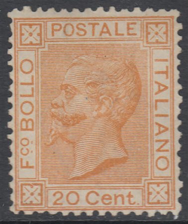 [REGNO D'ITALIA] 1877 20c. ocra arancio. Cert. S. Sorani. MH..........(Sass.28)
