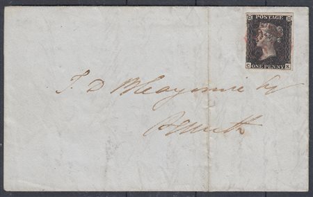 [GRAN BRETAGNA] 1840 (17 giu.) Penny Black, 1d nero, su lettera (CK). Da...
