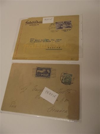 [REGNO D'ITALIA, PERFIN] Lotto di due oggetti, un frontespizio intestato...