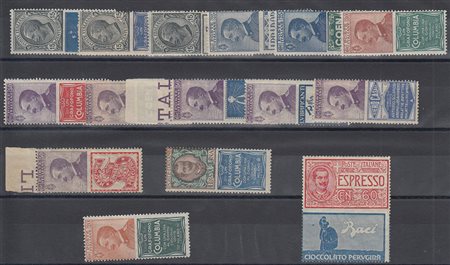 [REGNO D'ITALIA] 1924/5 Pubblicitari, bell'insieme di 15 esemplari. 2...