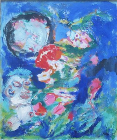 Maffei Gina olio su tela cm 50x60 raff. "fiori"