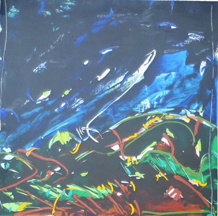 Schifano Mario grafica cm 100x100 raff. "paesaggio"