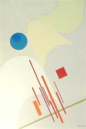 Veronesi Luigi (Milano, 1908-1998) COSTRUZIONE C5, 1972 Olio su tavola 67x46...