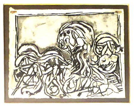 Pierre Alechinsky (1927) disegno acquarello inchiostro cm 21x28 Francia XX sec.