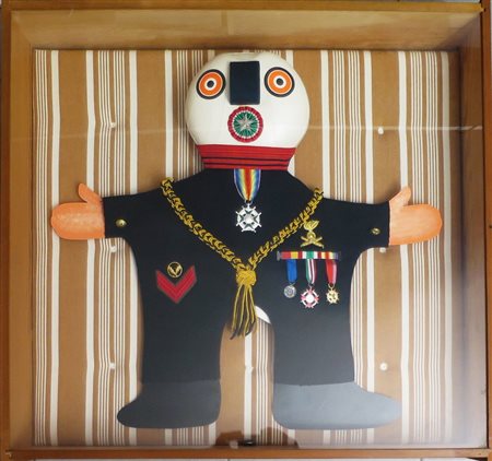 ENRICO BAJ(Italian,1924-2003) 'Generale',1971 tecnica mista, cm 62x66 ed....