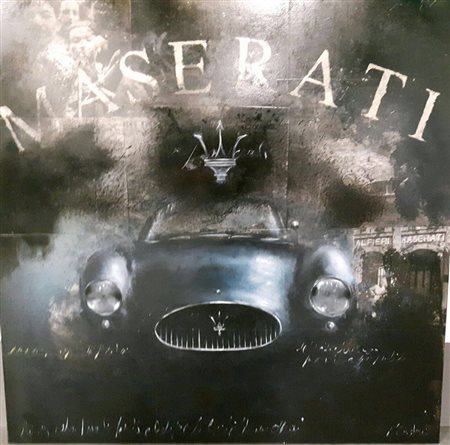 Giusfredi Nicola Dipinto olio su tela "Maserati" cm90x90 Ha frequentato...