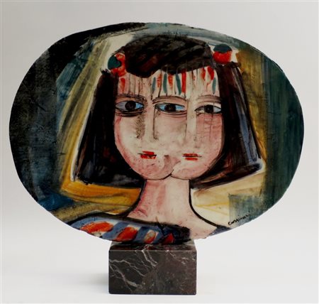 Cassinari Bruno (Piacenza, 1912- Milano, 1992) DOPPIO VOLTO Ceramica dipinta...