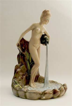 SORGENTE Gruppo in ceramica policroma, 1940 c. 42x25 cm Produzione C.I.A....