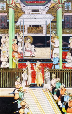 Dipinto su pergamena cm 17,5x11,2 Oriente XIX sec.