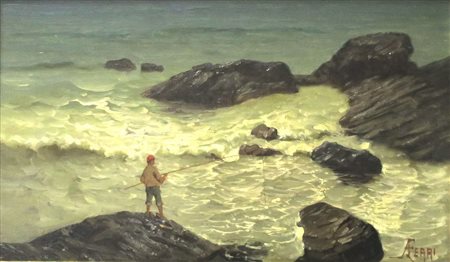 Augusto Ferri (Bologna 1829 Pesaro 1895 dipinto tratto ad olio su tela cm...