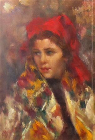 Maldarelli Giuseppe dipinto olio su cartoncino cm. 60x40 raffigurante "ciociara"