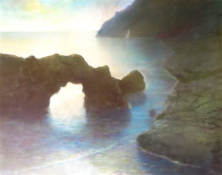 Pastello cm. 59x46 raff. "scogliera"