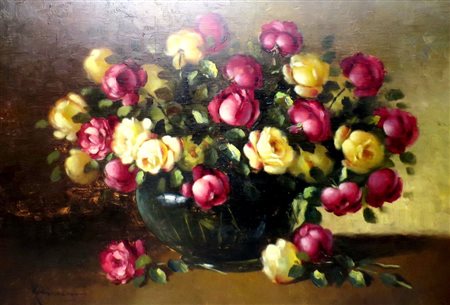 Lavagnino olio su tela cm.97x67 raffigurante "fiori"