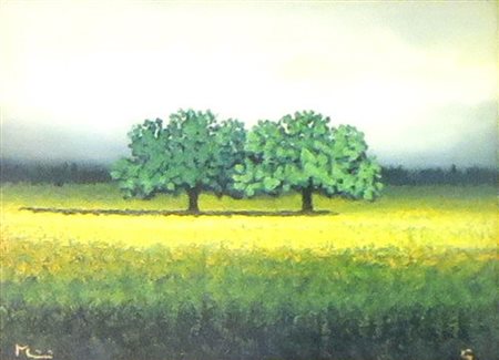 Giorgio Manini olio su tela cm.33x23 raffigurante "alberi"
