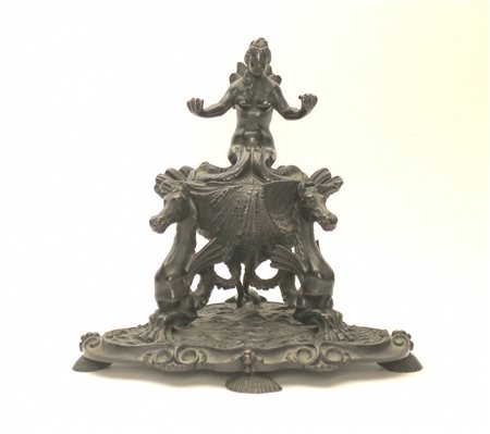 Calamaio in bronzo, XIX secolo h cm.20