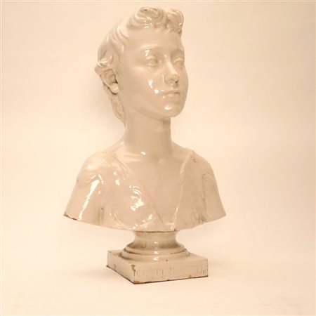 Busto in maiolica smaltata XIX secolo h cm.43