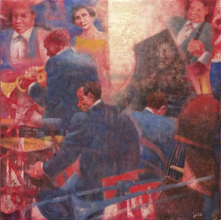 Remo Squillantini, Stia (Ar) 1920 - 1996, Chicago, 1985, Olio su tavola, cm....