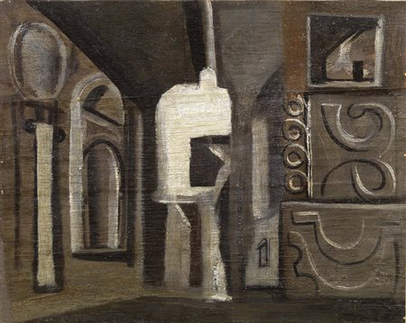 Mario Sironi, Sassari 1885 - Milano 1961, Composizione murale, 1944, Olio su...