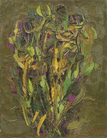 Ennio Morlotti, Lecco 1910 - Milano 1992, Fiori, 1959, Olio su tela, cm....
