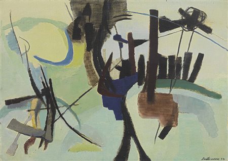 Giuseppe Santomaso, Venezia 1907 - 1990, Piccolo ricordo verde, 1954, Olio su...