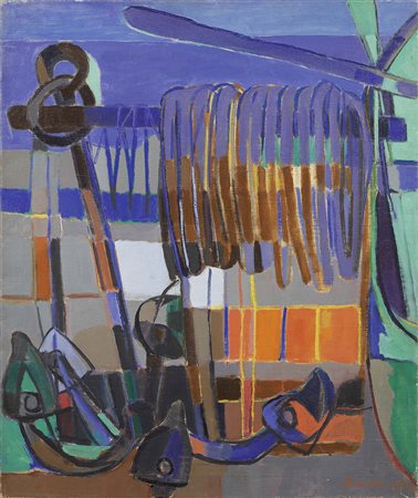 Renato Birolli, Verona 1905 - Milano 1959, Corde e ancore, 1950, Olio su...