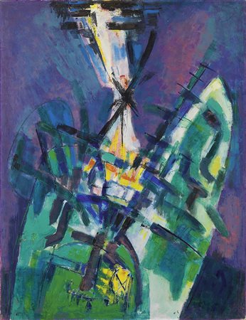 Renato Birolli, Verona 1905 - Milano 1959, Folgore sulla collina, 1955, Olio...