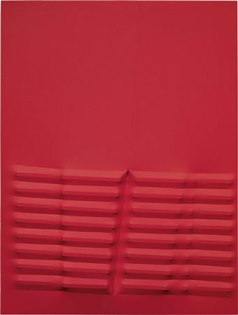 Agostino Bonalumi, Vimercate (Mi) 1935 - Milano 2013, Rosso, 1976, Tela...