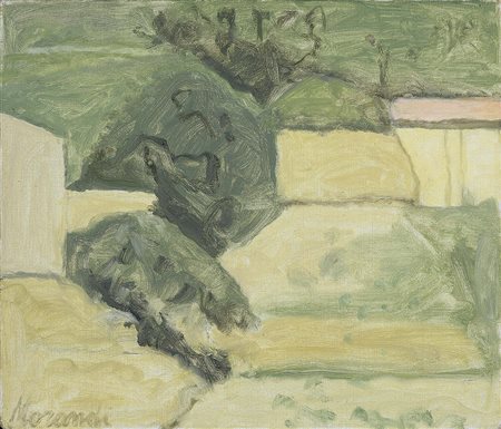 Giorgio Morandi, Bologna 1890 - 1964, Paesaggio, 1963, Olio su tela, cm....