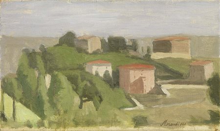 Giorgio Morandi, Bologna 1890 - 1964, Paesaggio, 1940, Olio su tela, cm....