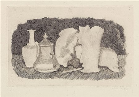Giorgio Morandi, Bologna 1890 - 1964, Natura morta, 1930, Acquaforte su rame,...