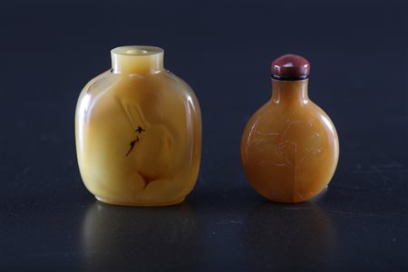 Arte Cinese Due tabacchiere in agata Cina, dinastia Qing, XVIII - XIX secolo...