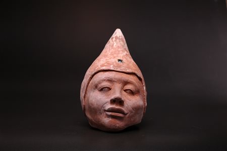 Arte Cinese Testa in terracotta raffigurante un religioso Area Himalayana,...