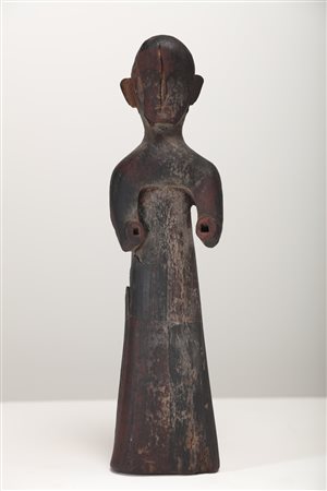 Arte Cinese Rara statua lignea laccata raffigurante un antenato Cina, periodo...