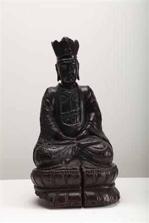 Arte Cinese Scultura in legno duro raffigurante Avalokitesvara Cina, dinastia...