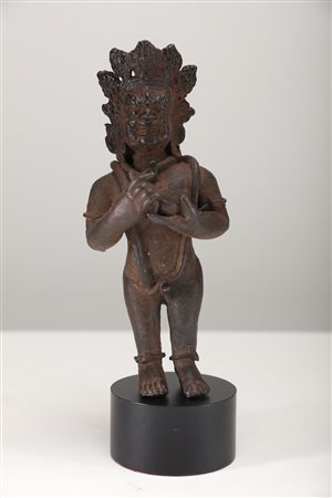 Arte Himalayana Statua in ferro raffigurante Panjaranata Mahakala Tibet, XV...