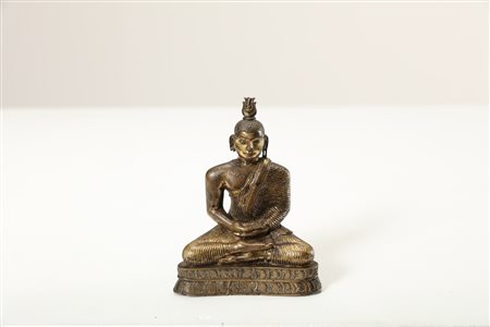 Arte Sud-Est Asiatico Statua in bronzo dorato raffigurante Buddha Sakyamuni...