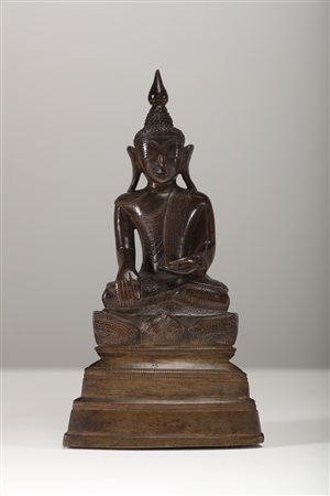 Arte Sud-Est Asiatico Statua in bronzo raffigurante Buddha Sakyamuni...