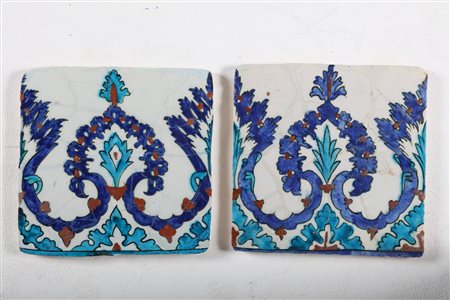 ARTE ISLAMICA Coppia di mattonelle Iznik Turchia, dinastia Ottomana, XVII...