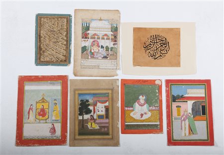 Arte Indiana Lotto composto da otto dipinti su carta India/Iran/Turchia, XIX...