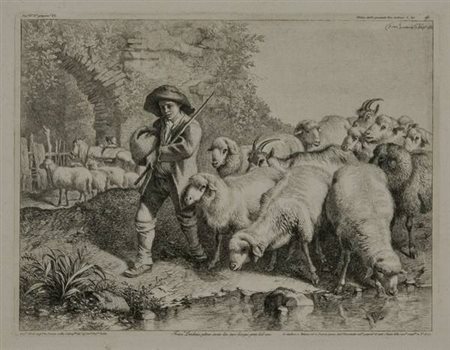 Francesco Londonio Pastore con un sacco che conduce un gregge - 1763...