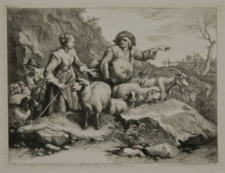 Francesco Londonio Contadino con sacco e due pastorelle - 1837 acquaforte,...