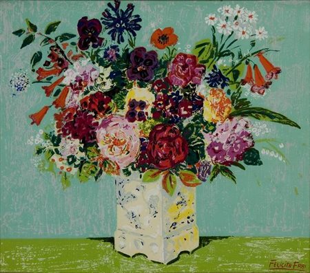 Felicita Frai Senza titolo - 1970 serigrafia su tela cm. 38x45 Firma in basso...