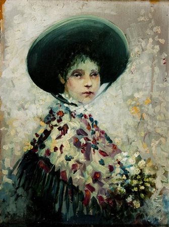 Davide De Agostini Ritratto - olio su tavola cm. 40x30