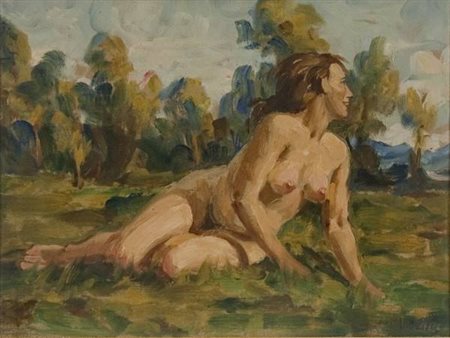 Enrico Ursella Senza titolo olio su cartone cm. 29x39 Firma in basso a dx