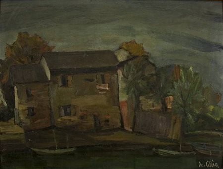 Enrico De Cillia Senza titolo olio su tavola cm. 50x66 Firma in basso a dx