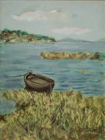 Alfredo Catarsini Palude toscana olio su tavola cm. 40x30 Autentica e...