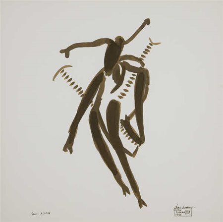 Max Marra Alieni - 1994 china su cartoncino cm. 40x40 Firma in basso a dx