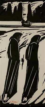 Lorenzo Viani Senza titolo xilografia su carta cm. 50x22 Firma in basso a sx