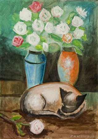 Eliano Fantuzzi Senza titolo olio su tela cm. 70x50 Sul retro dichiarazione...